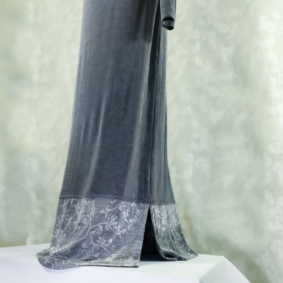 Gray Long Sleeve Lace Bodycon Dress Dressing Clio Waist Detail Stretch Gown S - Picture 4 of 13